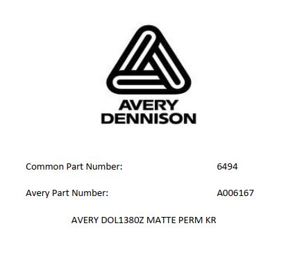 54IN AVERY DOL1380Z MATTE - Avery DOL1300Z Series Clear Laminate Vinyl Films